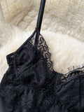 Sexy Women Black Lace Playsuits New Summer Fashion V-neck Spaghetti Strap Sleeveless Backless Slim Stretch