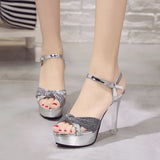 Platform Ultra High Heels Summer New Women Sandals Fashion Thin Band Wedding Party Shoes Peep Toe Pumps Size
