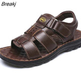 Leather Men Sandals Male Summer Shoes Outdoor Casual Sandal Cowhide Beach Shoes Classic Non-slip Men's