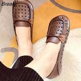 Women Loafers Spring Genuine Leather Comfort Flat Mother Shoes Slip-On Footwear Fashion Female Footwear Zapatos De
