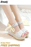 Lace Leisure Women Wedges Heeled Women Shoes 2023 Summer Sandals Party Platform High Heels Shoes