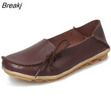 Moccasins Women Flats 2022 Autumn Woman Loafers Genuine Leather Female Shoes Slip On Ballet Bowtie Women's Shoes Big