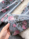 Print Jeans Women Vintage High Waist Denim Long Pants 2023 Fashion Autumn Casual Wide Leg Full Length Denim