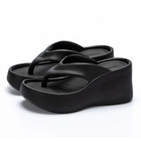 Toe Wedges Flip Flops for Women 2024 Summer Chunky Platform Beach Sandals Woman Thick Sole High Heeled Eva Slippers