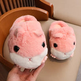 Kids Parents Shark Winter Cartoon Shark Home Slippers Couples Fashion Indoor Thick Bottom Plush Funny Cotton