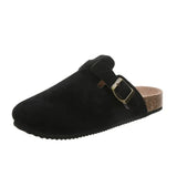Women's fur slippers, cork insoles, and outdoor casual sandals with arch
