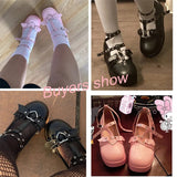 Dropship Sweet Lolita Style Gothic Cosplay Black Pink Cozy Wedges Mary Jane High Heels Pumps Platform Shoes Woman