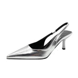 for Women 2024 Fashion Slip-on Women's High Heels Summer Solid Office and Career Sexy Pointed Toe Heeled Sandals