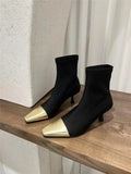 Women Boots High Heels Shoes Luxury Designer Boots-Women Stiletto Ankle Pointy Fashion Stockings Rubber 2024 Ladies Lace-Up