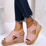 New Women's Casual Wedge Sandals Comfy Open Toe Glitter Color Golden Women's Summer High-heeled Sandals Sandalias De