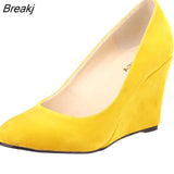 Sexy Pointed Wedge High Heels Women Pumps Faux Suede Spring Autumn Wedding US Size 5-10 Black Office Lady