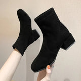 Leather Women Ankle Boots High Heels Winter Women Shoes Fashion Casual Ins Female Short Boot