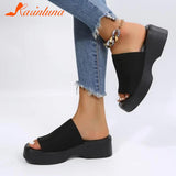 Heeled Women's Slippers 2023 European Style Comfy Walking Beach Sandal Summer Outside Simply Lady Slippers Plus Size