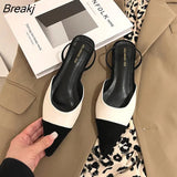 Women's Sandals for Summer 2023 Fashion Sexy Metal Color Pointed Low-heeled Slip-on Shoes Women Mules Casual Flat