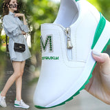 Platform Wedges Women's Sneakers Spring High Quality Rhinestone Mesh Breathable Increased Female Shoes Casual Autumn