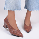 Spring and Autumn New Snake Scale Pattern Bright Leather Pointed Large Size Single Shoes Shallow Mouth Lazy High
