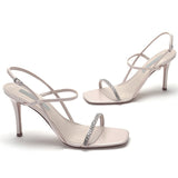 Sandals Women Rhinestone Sexy Thin High Heels Sandals Female 2024 New Summer Party Dress Shoes Ladies Black Pumps