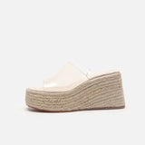 Transparency Slippers Women Leisure Wedges Shoes Peep Toe Platform Women Slippers Concise Ladies Thick Bottom Mules