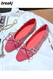 Brand Mixed Color Flats Shoes Women Slip On Casual Ballerina Soft Loafer Female Bow Knot Shoes Office Zapatillas De