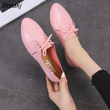 Big Size 2023 Spring Women Flats Shoes Women Genuine Leather Flats Ladies Shoes Female Cutout Slip on Ballet Flat