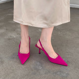 2024 New Pointed And Stiletto Single Shoes, Empty Baotou Sandals, High-Heeled Shoes, Green Women's