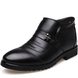 Genuine Leather Shoes Men Winter Boots Warm Plush for Cold Winter Mens Ankle Boots Cow Leather Male Footwear Black