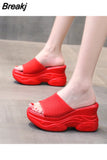 Slippers Soft Luxury Slides Platform Slipers Women Heeled Mules On A Wedge Comfort Designer Summer 2023 High Flat