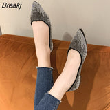 Diamond Flat Shoes Woman Pointed Toe Loafers Flat Shallow Lighter Crystal Shoes Diamond Pointed Hidden Heel Wedding