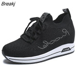 Heels Fashion Sneakers for Women Breathable Spring Platform Lace Up Fashion Causal Vulcanized Footwear Chunky Luxury