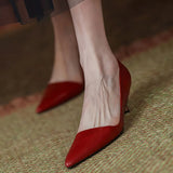 Low Heels Women Thin Heeled Kitten Heel Single Shoes Spring Autumn Pointed Temperament Shallow Mouth Work Shoes