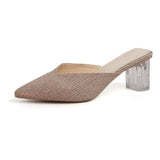 Half Drag Women's Summer Wear New Korean Thick Heel Pointed Sequin Fashion Crystal Heel