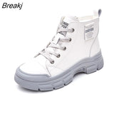 Leather Shoes 2022 Autumn Early Winter Boots Women Sneakers Thick Sole Non-slip Women Ankle Botas Cow Leather