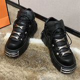 Womens Ankle Boots Fashion Casual New Rock Female Chunky Shoes Metal Decoration Motorcycle Boots Women Platform