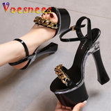 Decoration Buckle Strap Women Shoes New Chunky Heel Sandals Summer Platform High Heels Nightclub Party Pole Dance