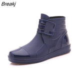 waterproof rain boots waterproof flat with shoes men rain unisex water rubber ankle boots buckle botas