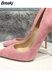 color pointed toe 12cm high thin heels concise classic work party dating cozy plus size 33-45 women pump RM029