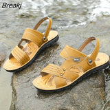 Men Leather Sandals Classic Mens Shoes Beach Slippers Soft Sandals Male Roman Sandal Comfortable Outdoor Walking