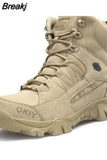 Military Boots Men's Outdoor Leather Tactical Boots Men's Work Safety Shoes Alpine Leisure Hiking Shoes Platform
