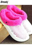 Men and Women Winter Slippers Fur Slippers Warm Fuzzy Plush Garden Clogs Mules Slippers Home Indoor Couple House Floor