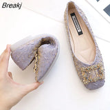 New Fashion Summer Elegant Women Flat Comfortable Outdoor Casual Shoes Pumps Metal Decoration Slip-on Modern Woman