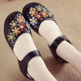 Hot Style Women's Shoes National Wind Handmade Leather Sandals Female Soft Bottom Flower Mother Shoes Comfortable Pregnant Women