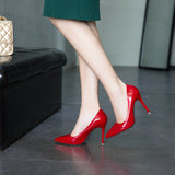 Breakj 2025 New Sharp-Cut Patent Leather Solid Color Bag Head Pedal Shallow High Heels Commuting Interview French