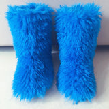 Hot Women Warm Fluffy Leather Boot Winter Plush Artificial Fur Snow Boot Outdoor Antiskid Shoe Mujer Platform Cotton