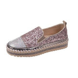 Size 2023 Spring And Autumn New Muffin Thick Sole Single Shoes Women's Fashion Water Diamond Dazzling Color Round Head Leisure