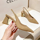 Summer New Pointed Solid Color Simple Shallow Mouth Comfortable Women's Outwear Back Strap Fashion Sandals