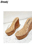 New Summer PVC Transparent Platform Wedges Sandals Women Fashion High Heels Female Summer Shoes