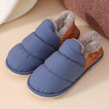 2023 Winter Warm Home Slippers Women Plush Waterproof Cotton Foot Slipper Female Indoor Outdoor Flat Couple Shoes