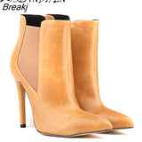 Fashion Women Winter Boots Pointed Toe PU Leather High Heels Women's Ankle Stiletto Shoes For