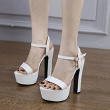 thick heel sexy ladies high heel sandals concise elegant high heels Europe and America sweet wild white women's