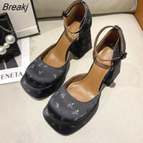 High Heels 2023 Latest Platform Shoes Women's Thick Heels Mary Jean Shoes Women's Square Head High Heels Women's